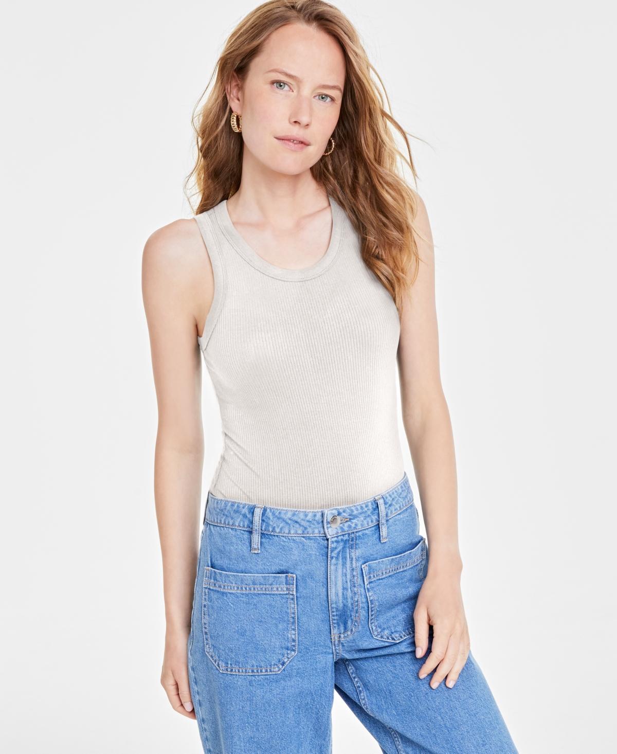 On 34th Womens Sleeveless Ribbed Bodysuit Created for Macys - Washed White Product Image