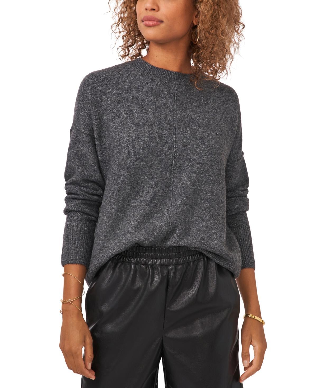 Vince Camuto Long Sleeve Extend Shoulder Center Facing Seam Cozy Sweater (Latte Heather) Women's Sweater Product Image