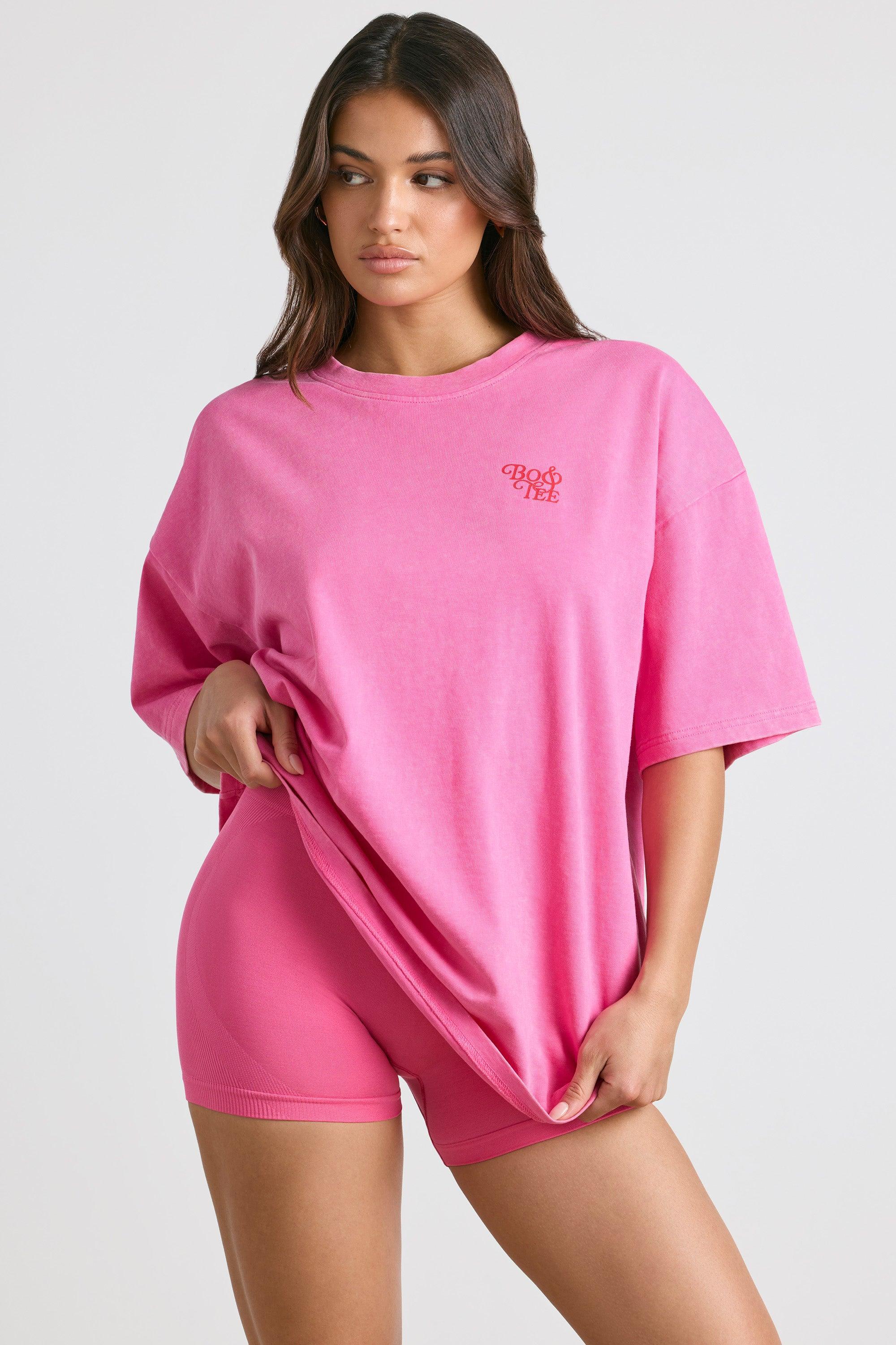 Oversized Short-Sleeve T-shirt in Hot Pink Product Image