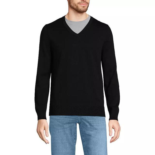 Big & Tall Lands End Fine Gauge Cotton V-Neck Sweater, Mens Product Image