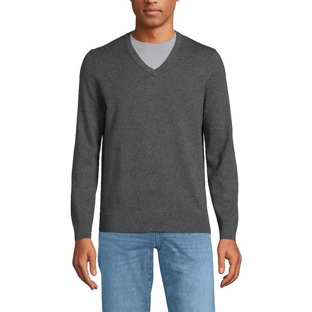 Big & Tall Lands End Fine Gauge Cotton V-Neck Sweater, Mens Product Image