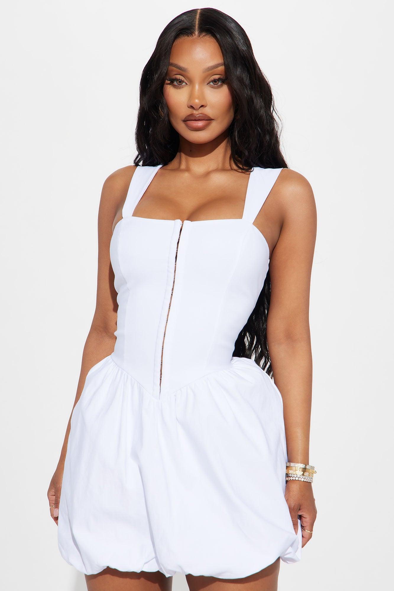 Calm Serenity Bubble Mini Dress - White Product Image