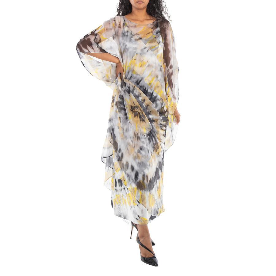 Chloe Ladies Kaftan-inspired Silk Crepon Maxi Dress In Grey Product Image