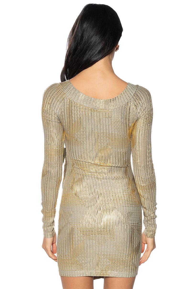 CLEO METALLIC WRAP MINI DRESS Product Image