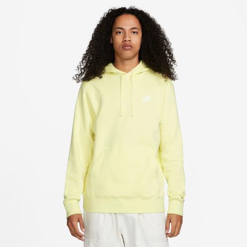 Nike Mens Nike Club Pullover Hoodie - Mens White/Luminescent Green Product Image