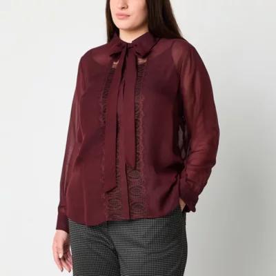 Worthington Womens Long Sleeve Blouse Product Image