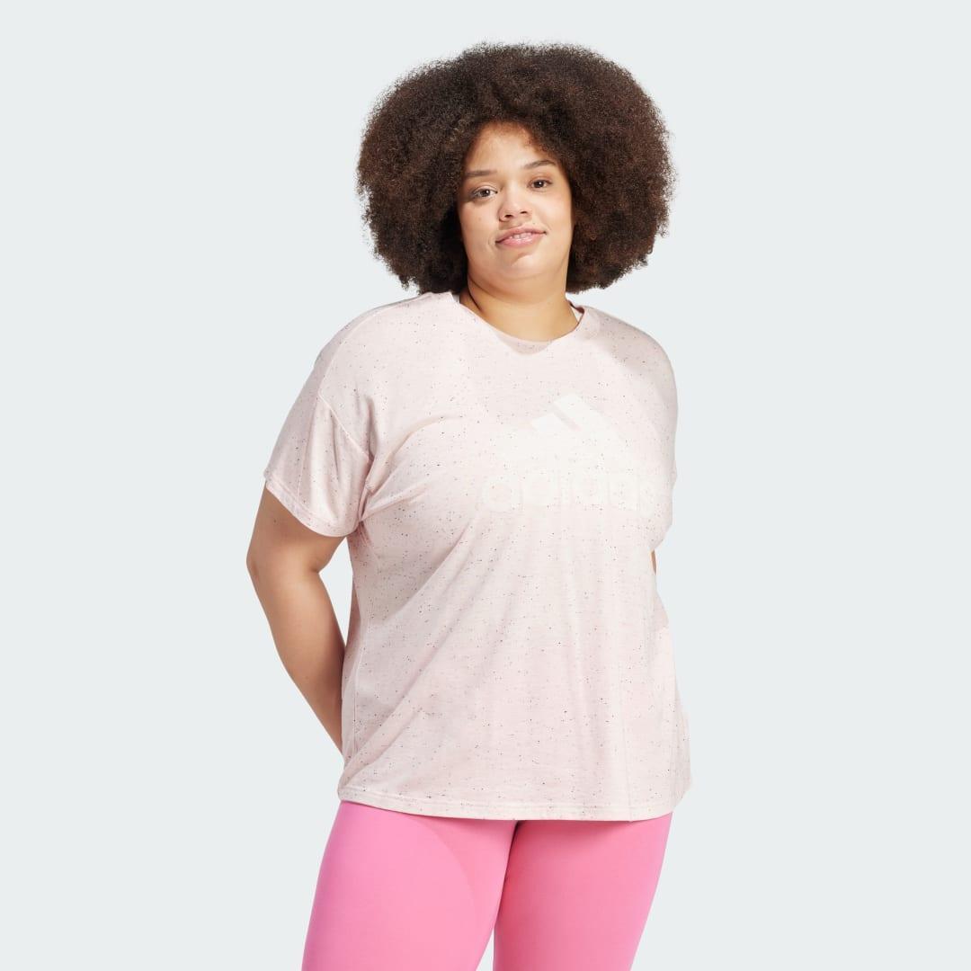 adidas Future Icons Winners 3.0 Tee (Plus Size) Sandy Pink Mel 1X Womens Product Image