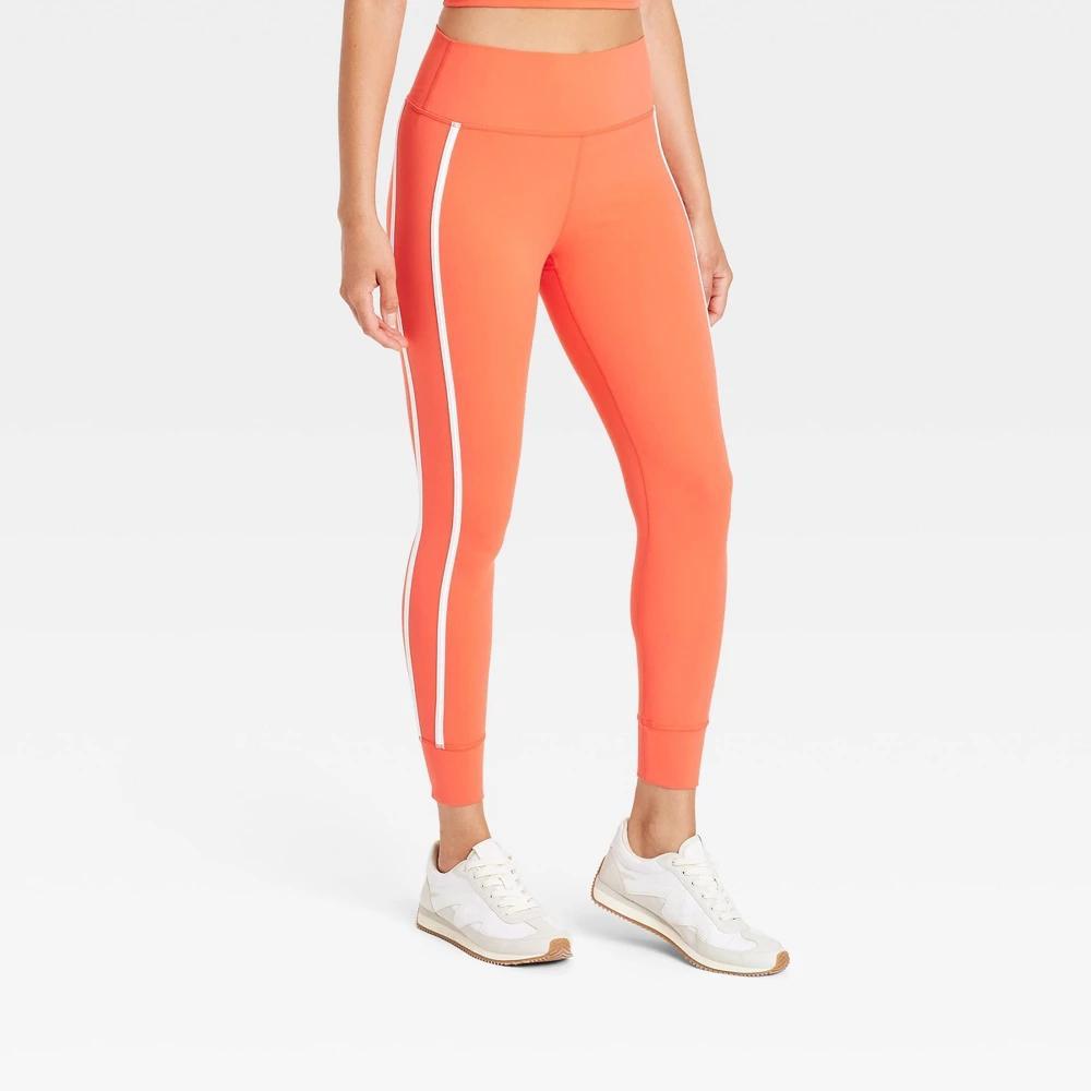 Womens High-Rise Piped 7/8 Leggings - JoyLab Coral Red XS Product Image