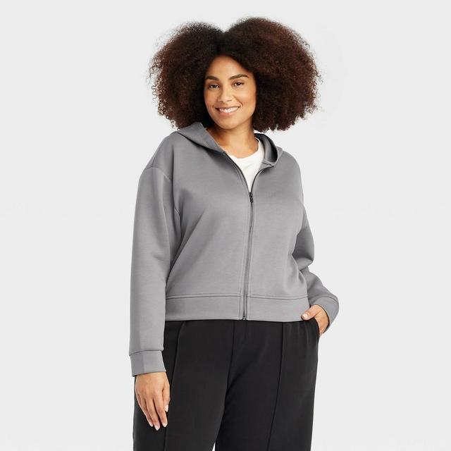 Womens Double Knit Zip Hoodie Sweatshirt - A New Day 1X Product Image