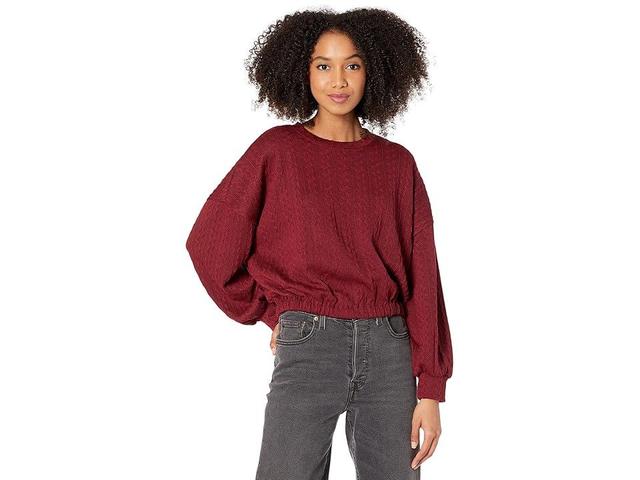 BCBGeneration Knit Long Sleeve Jacquard Top U1UX5T04 (Merlot) Women's Clothing Product Image