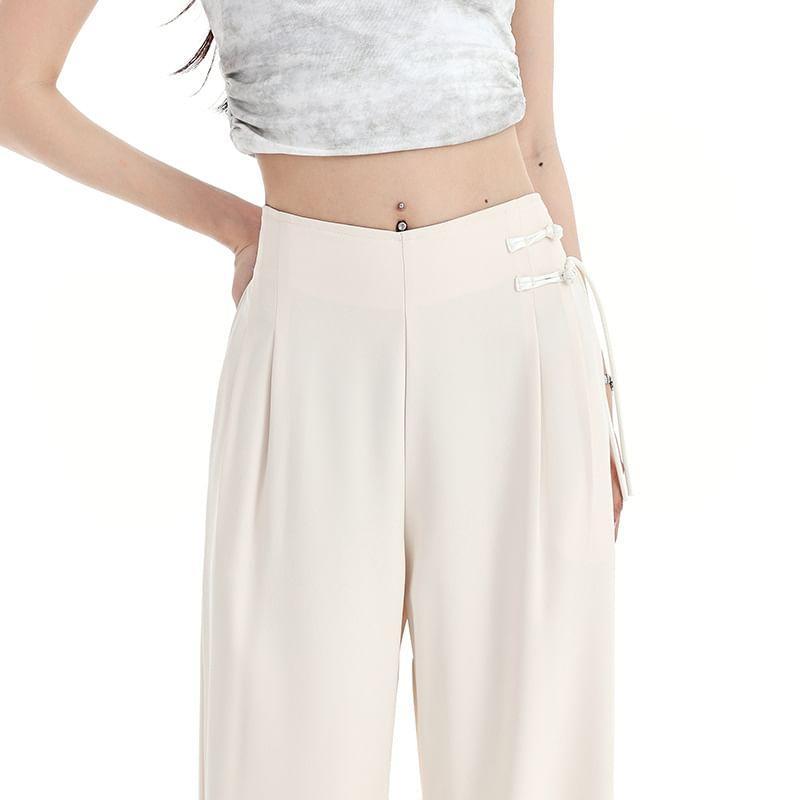 High Waist Plain Wide Leg Pants (Various Designs) Product Image