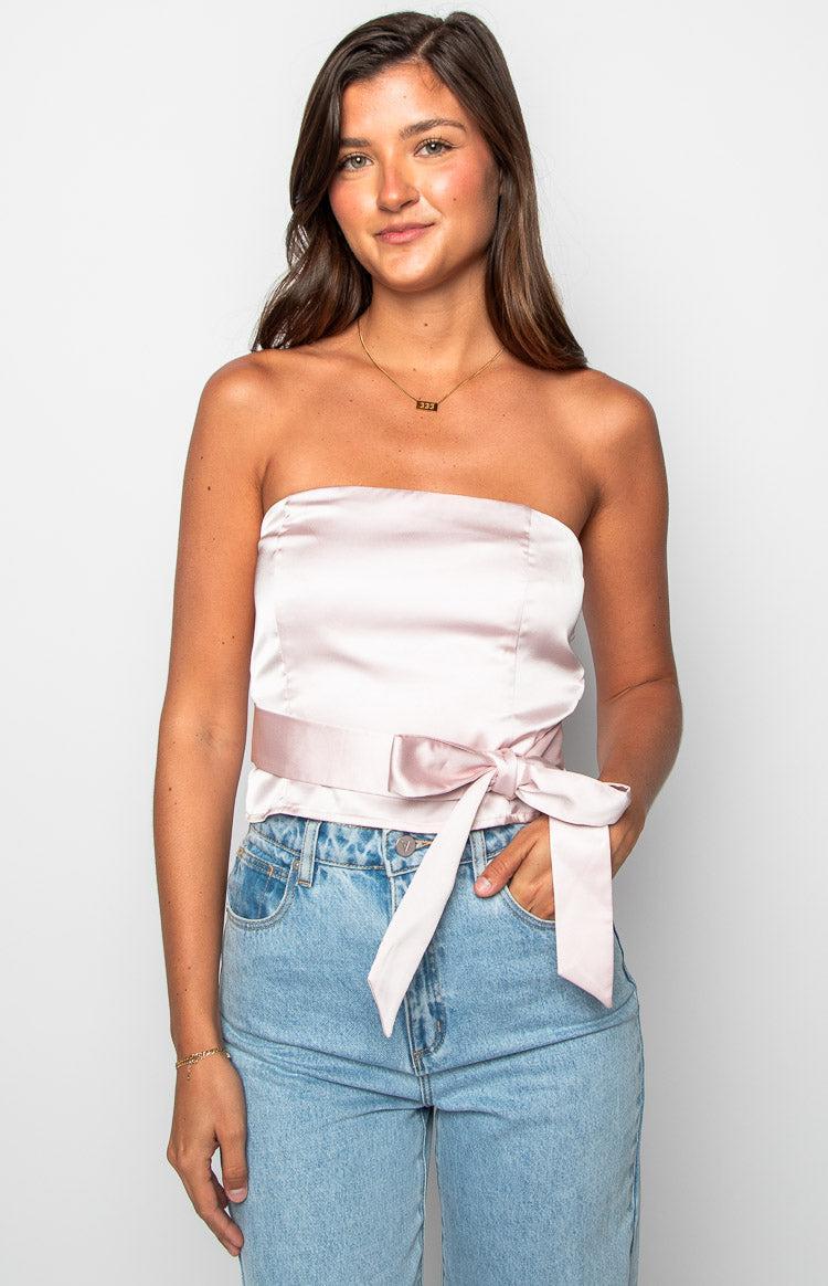 Satin Diva Pink Crop Top Product Image