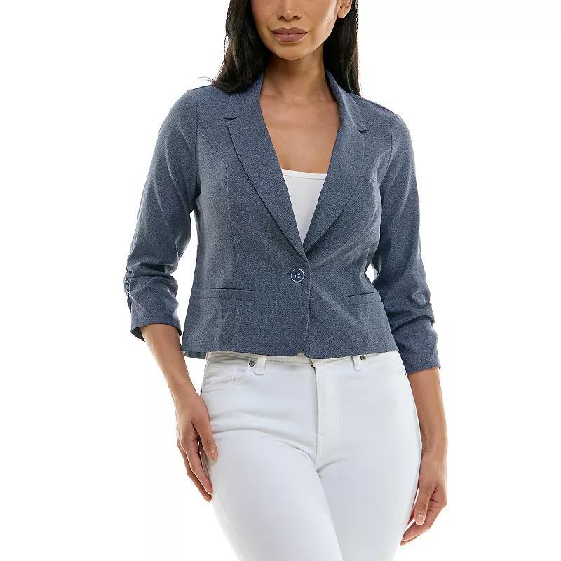 Womens Nina Leonard Cropped Stripe Blazer Blue Product Image