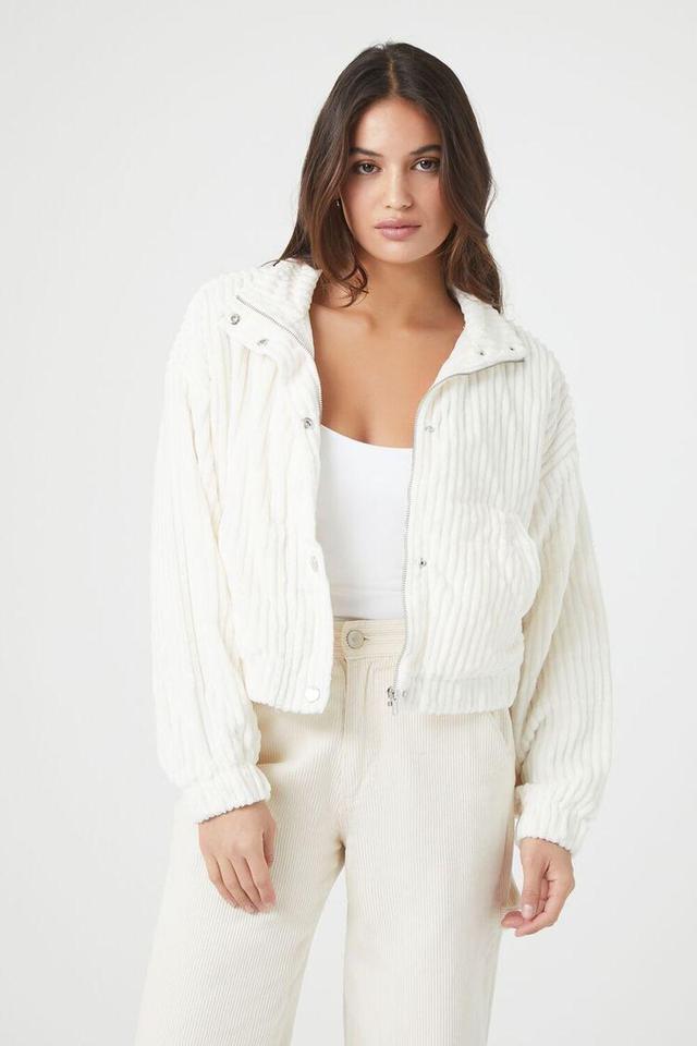 Ribbed Cropped Bomber Jacket | Forever 21 Product Image