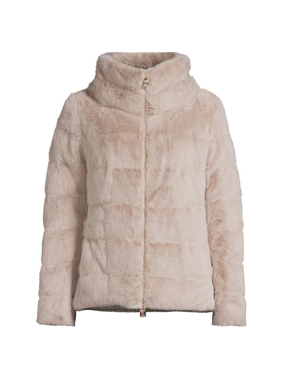 Womens Faux-Fur Down Puffer Jacket Product Image