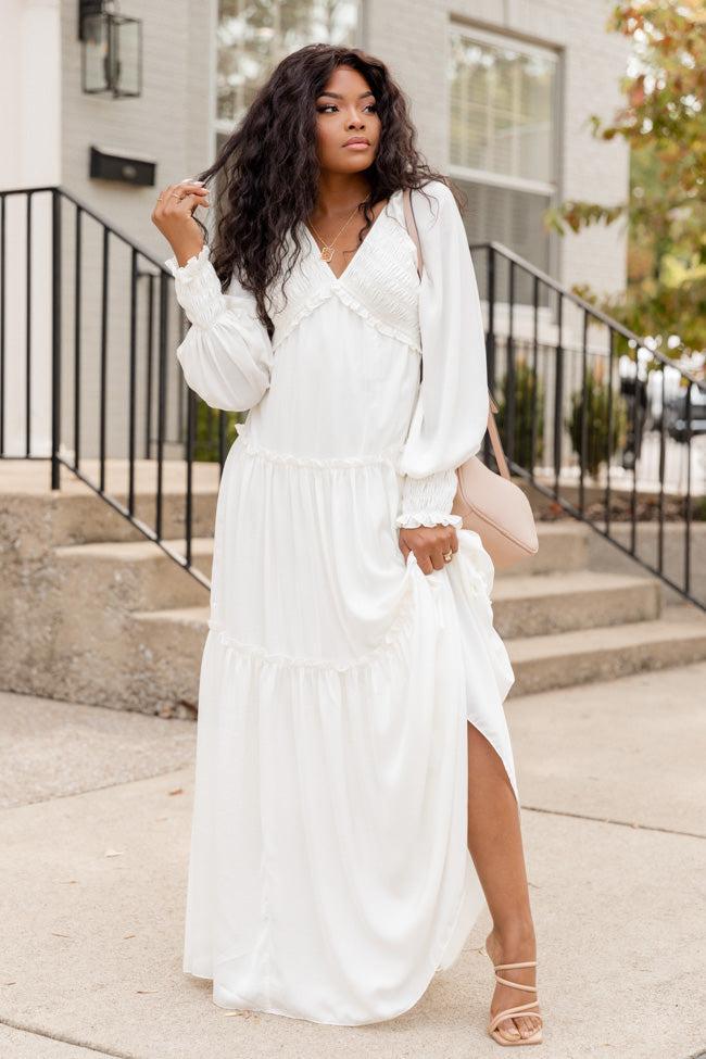 Find Yourself Cream Long Sleeve Ruffle Trim Maxi Dress FINAL SALE Product Image