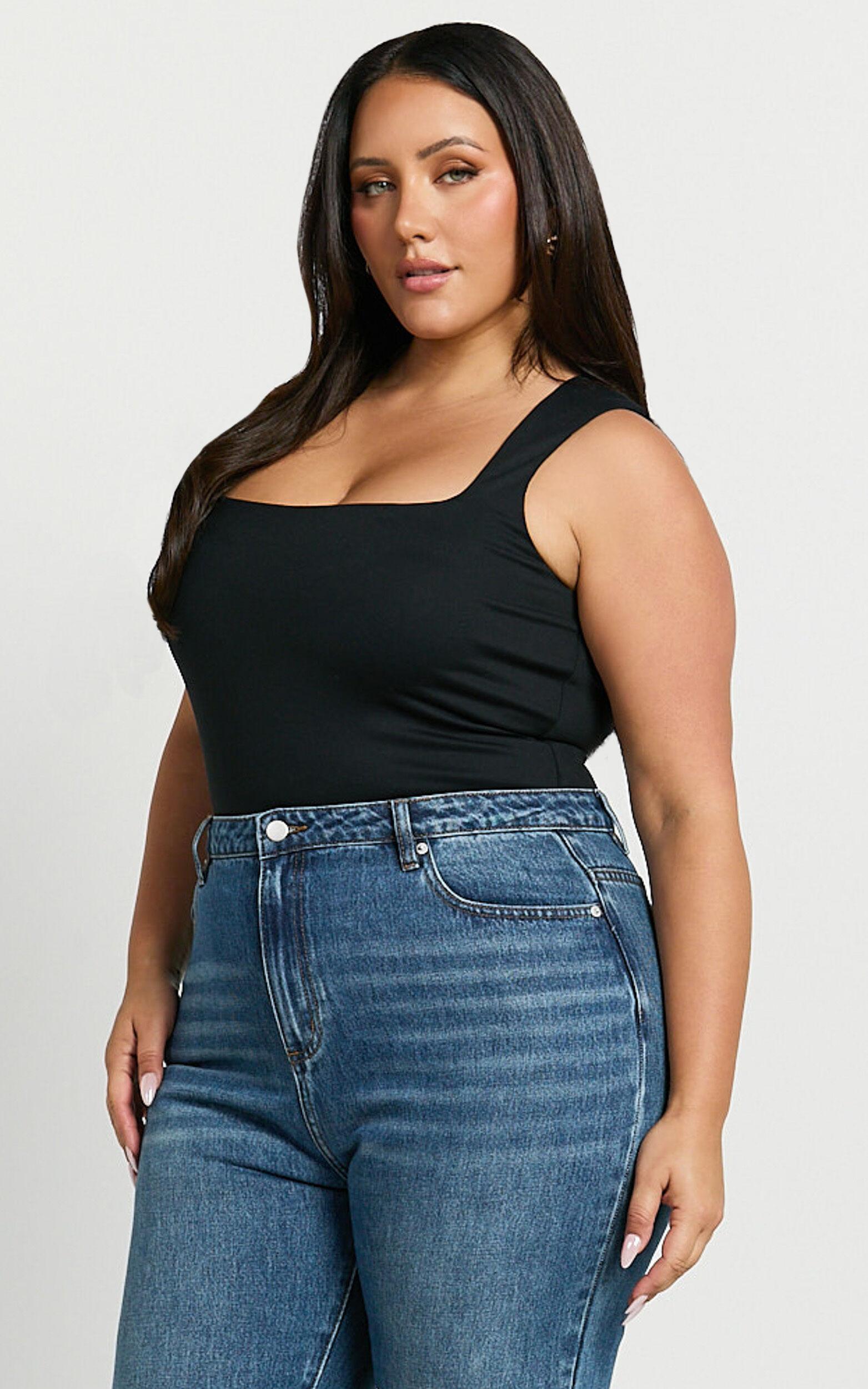 Ophelia Top - Square Neck Jersey Top in Black Product Image