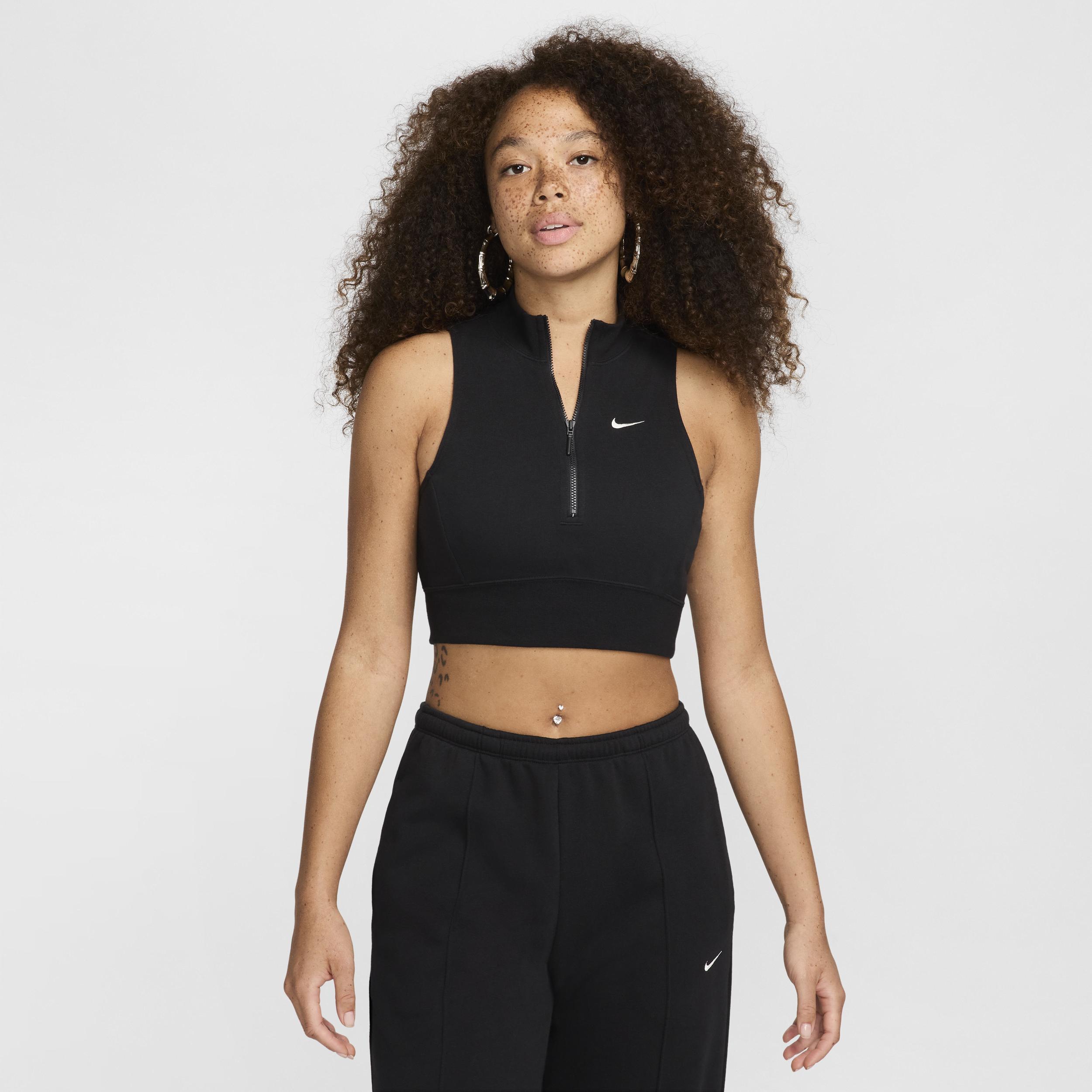 Nike Sportswear Chill Terry Women's Slim Cropped 1/2-Zip French Terry Tank Top Product Image