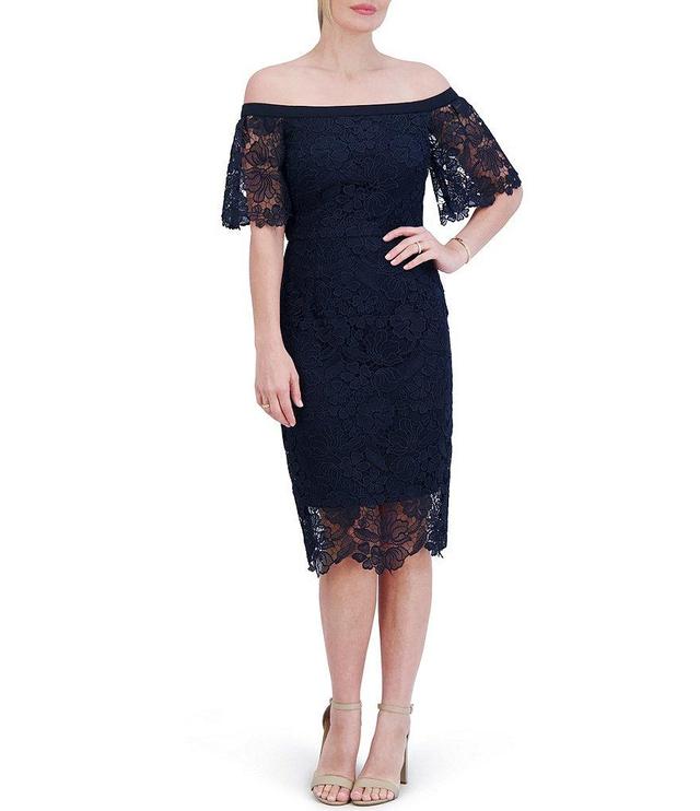 Eliza J Lace Off-The-Shoulder Short Sleeve Dress Product Image