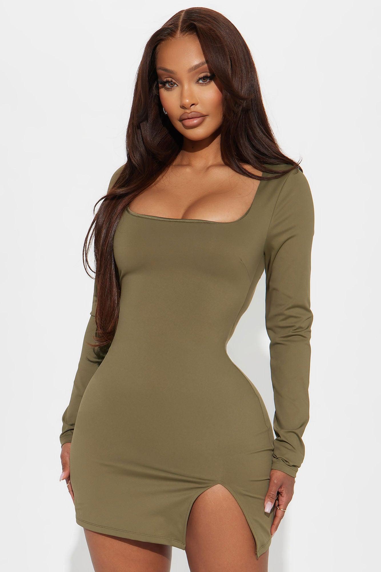 Sculpt Jody Long Sleeve  Mini Dress - Olive Product Image