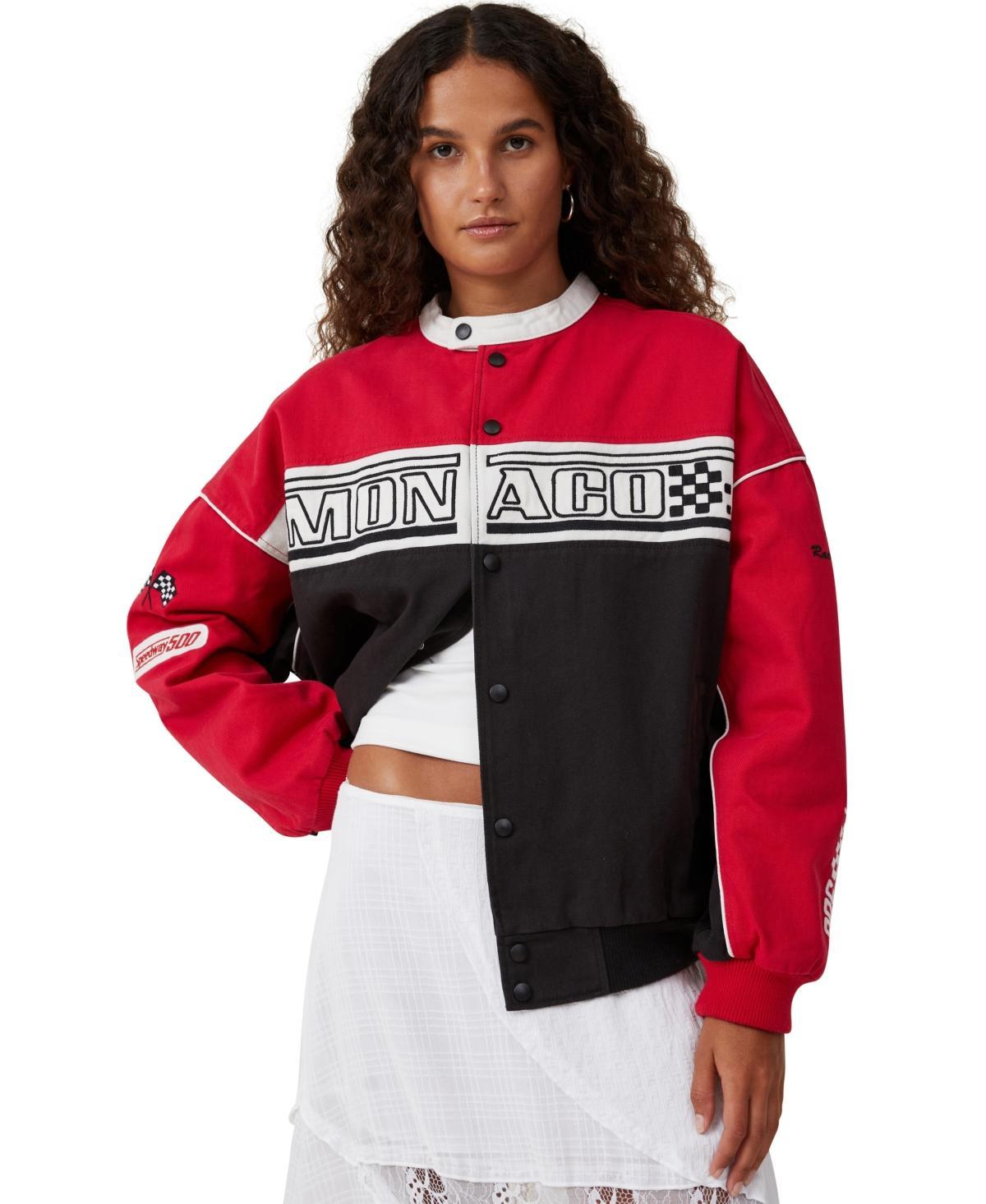 Cotton On Womens Racing Moto Oversized Jacket - Speedway 500, Red Product Image