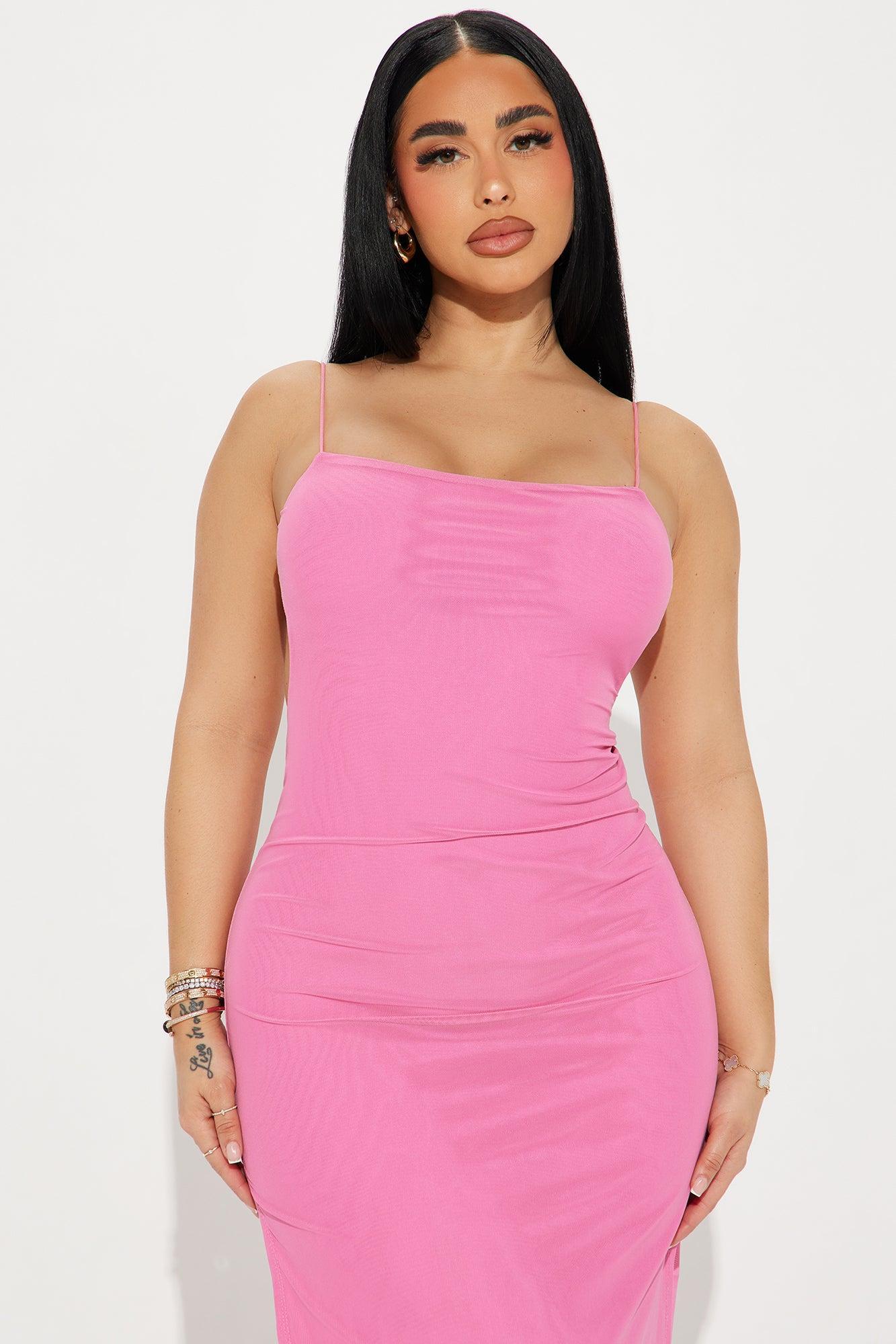 Jadene Mesh Maxi Dress - Hot Pink Product Image