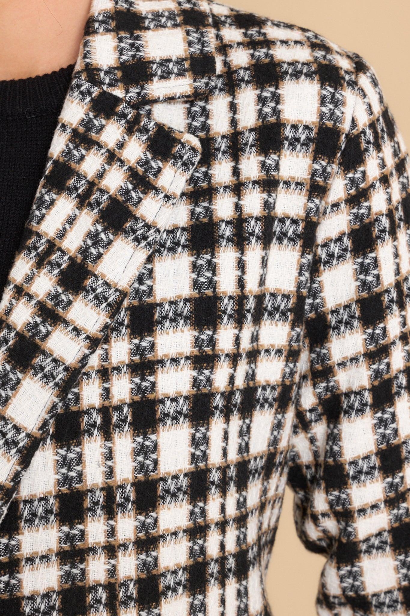 Aura Classically Chic Black And White Plaid Coat Product Image