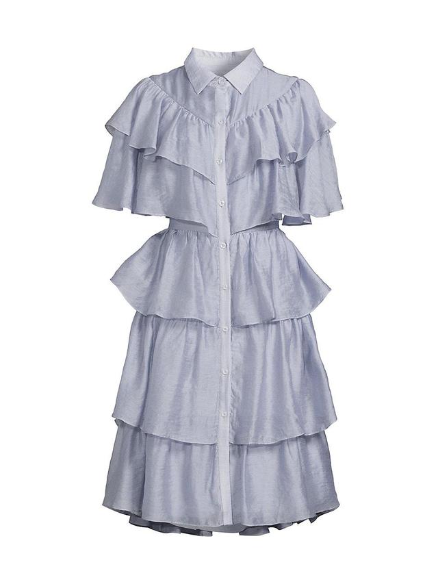 Womens Tiered Ruffled Midi-Dress Product Image