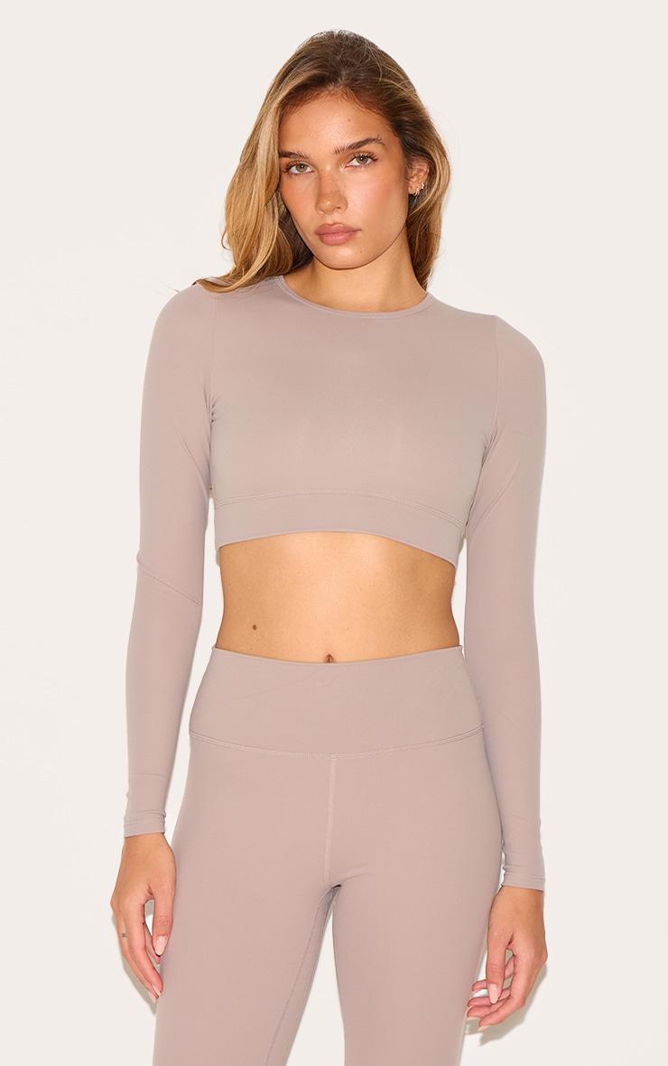 Taupe Sculpt Long Sleeve Sports Top Product Image