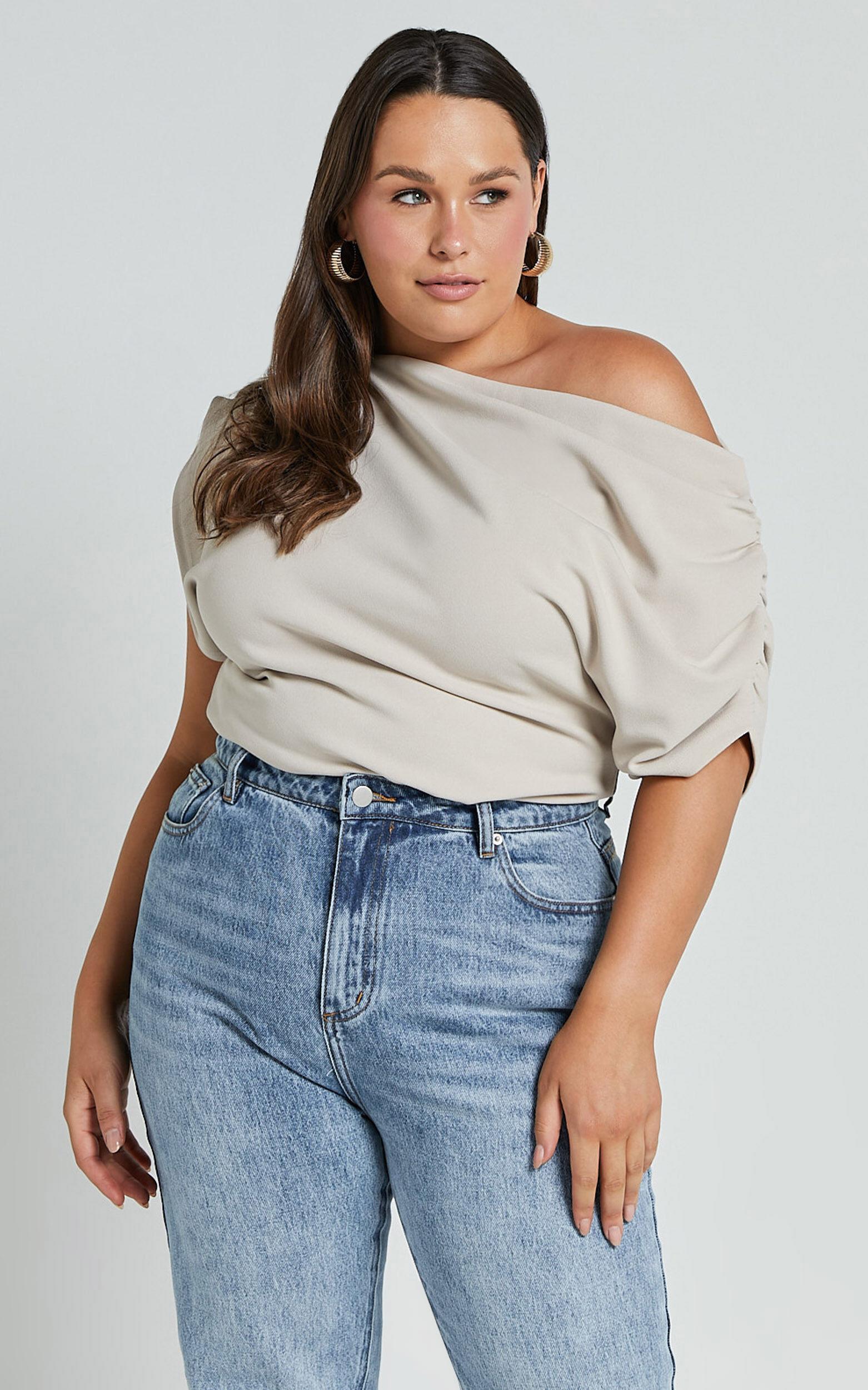 Nalfie Top - Asymmetrical Top in Oat Product Image