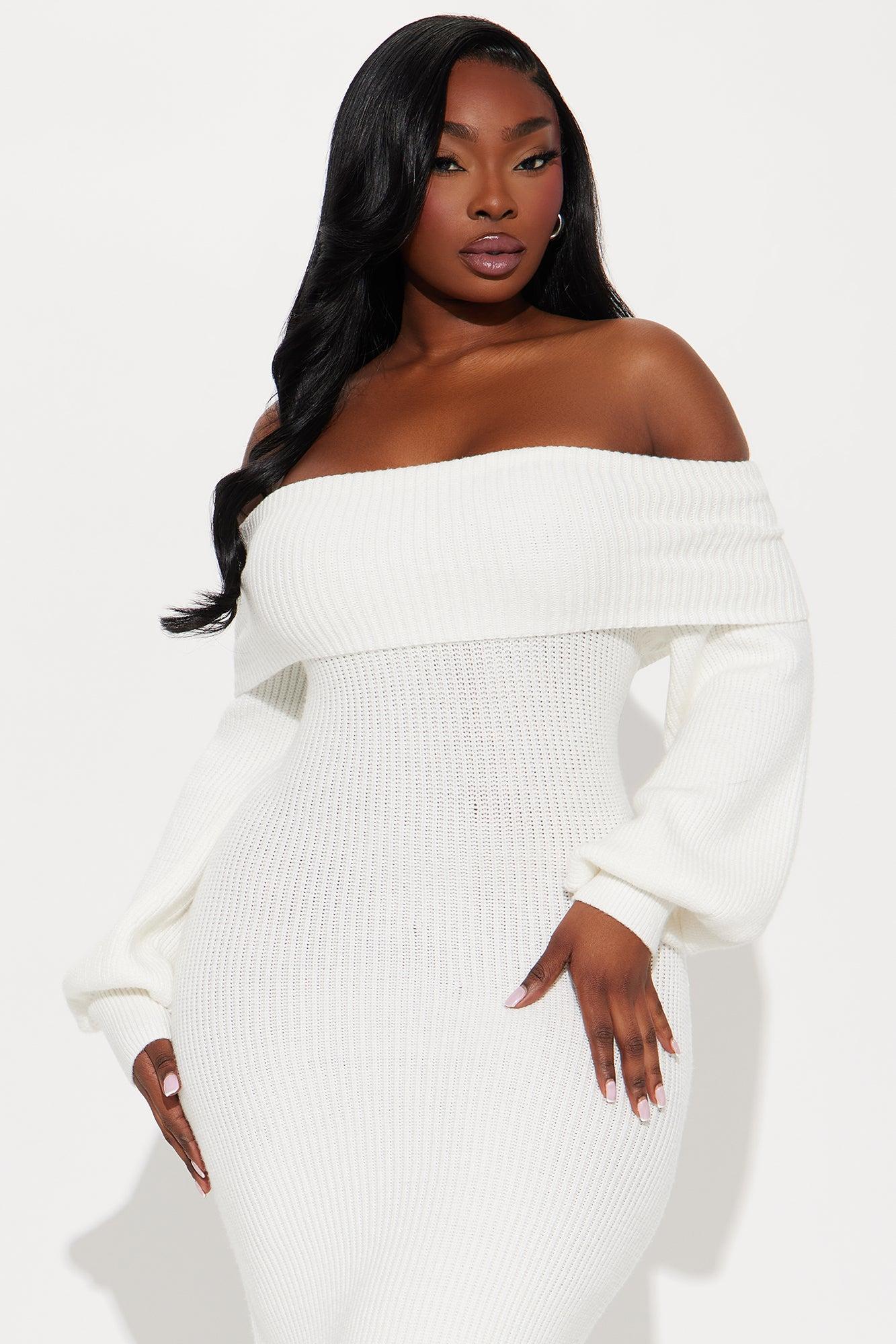 Faith Sweater Mini Dress - Ivory Product Image