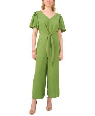 Msk Womens V-Neck Tie-Front Short-Sleeve Jumpsuit Product Image