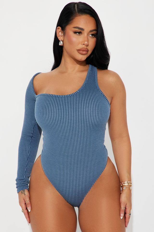 Natalia Ribbed Bodysuit - Denim Product Image