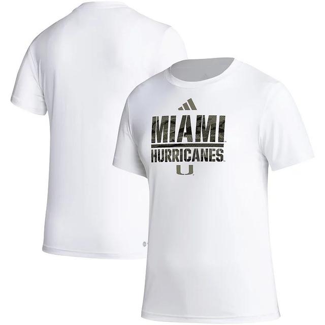 Womens adidas Miami Hurricanes AEROREADY Military Appreciation Pregame T-Shirt Product Image