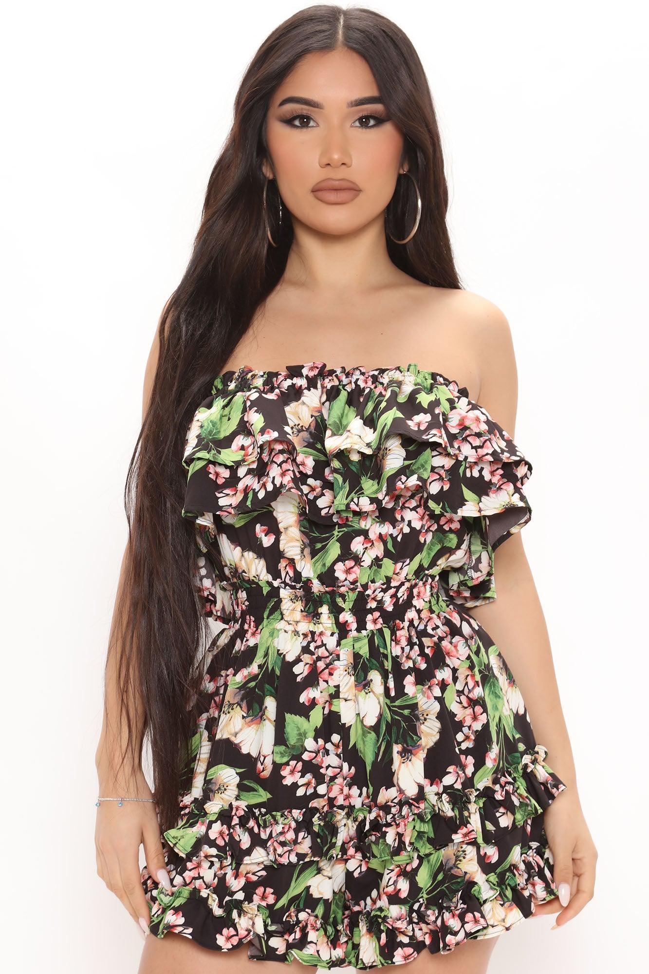 Tahiti Temptation Floral Sleeveless Romper - Black/combo Product Image