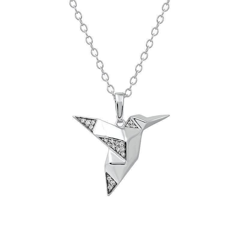 DeCouer Sterling Silver Diamond Accent Bird Pendant Necklace, Womens Silver Tone Product Image