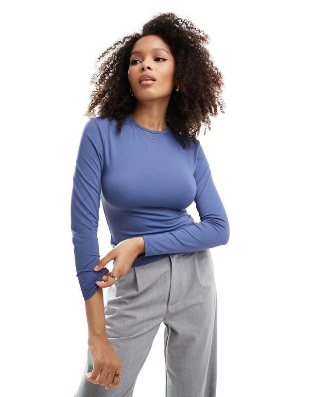 ONLY long sleeve seamless top in vintage indigo Product Image