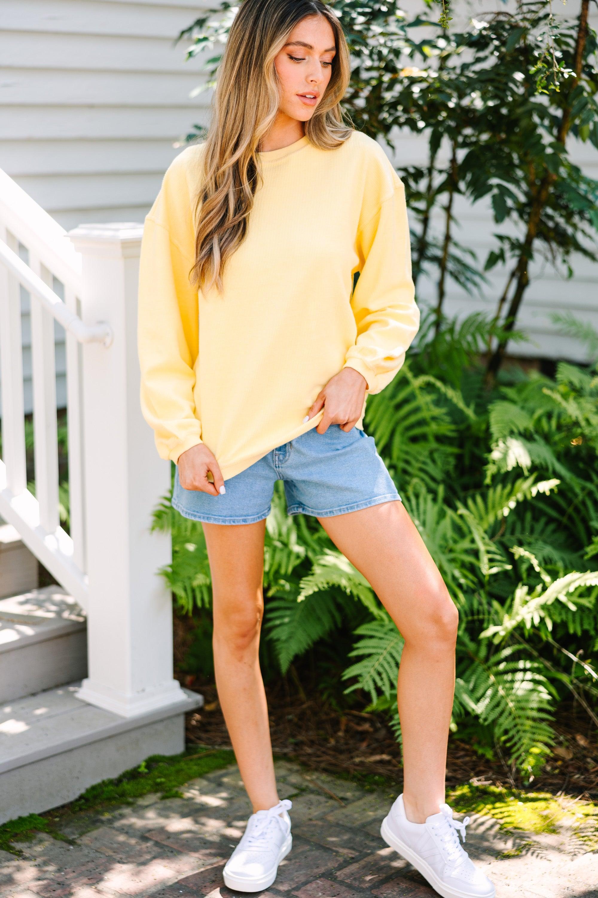 Get Together Yellow Corded Sweatshirt Female Product Image