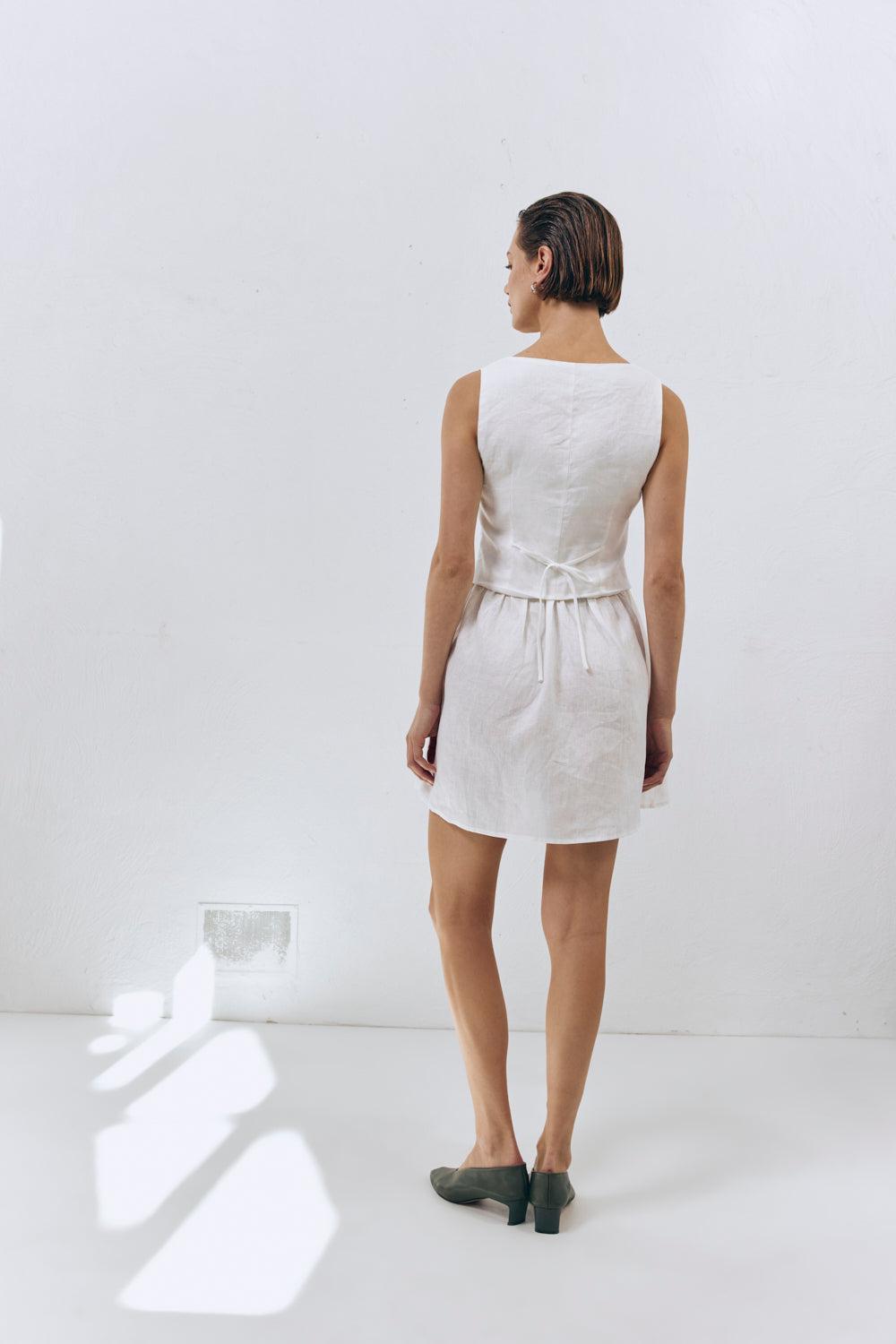 Ma Cherie Linen Mini Dress White Product Image