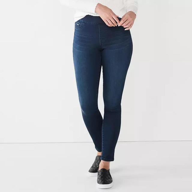 Womens Nine West Mid Rise Pull-On Jeggings Dark Blue Product Image