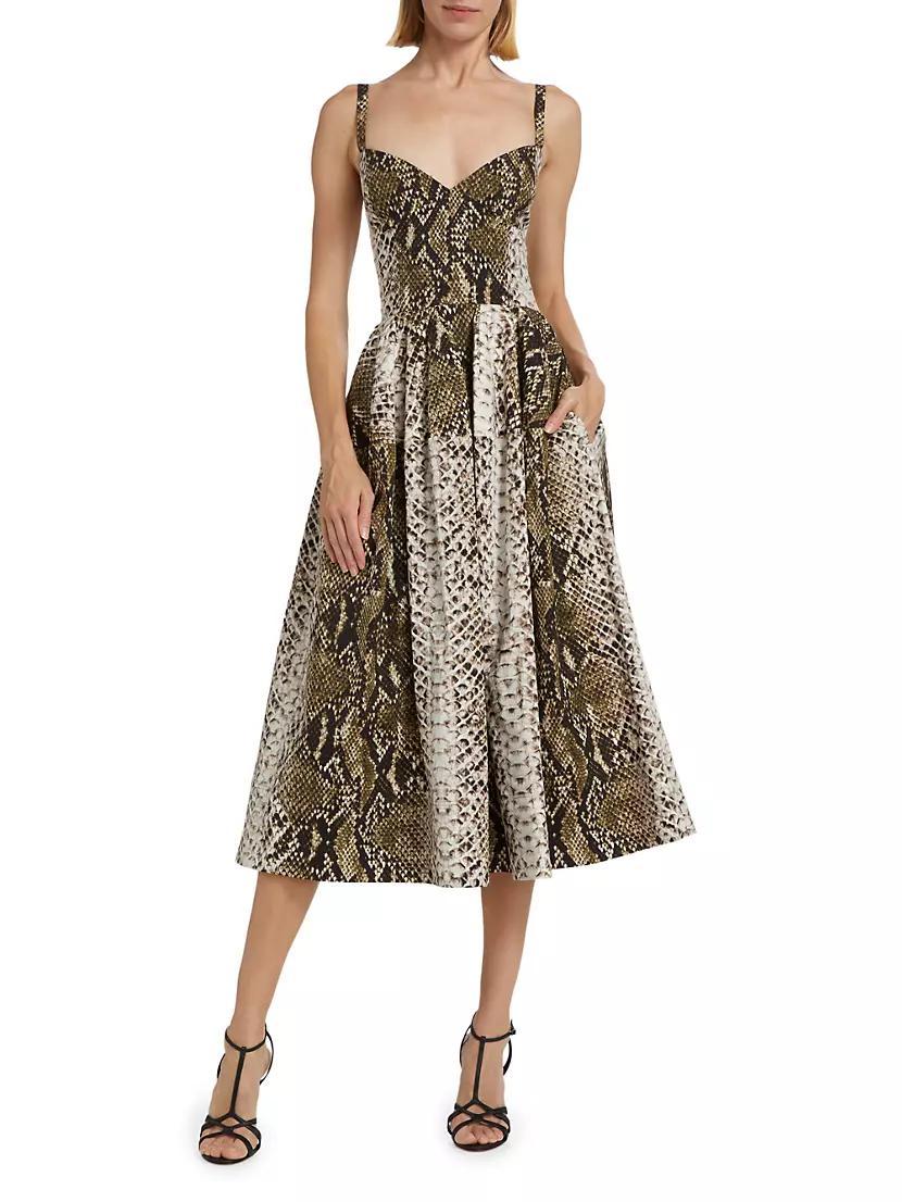 Snakeskin Cotton Midi-Dress Product Image