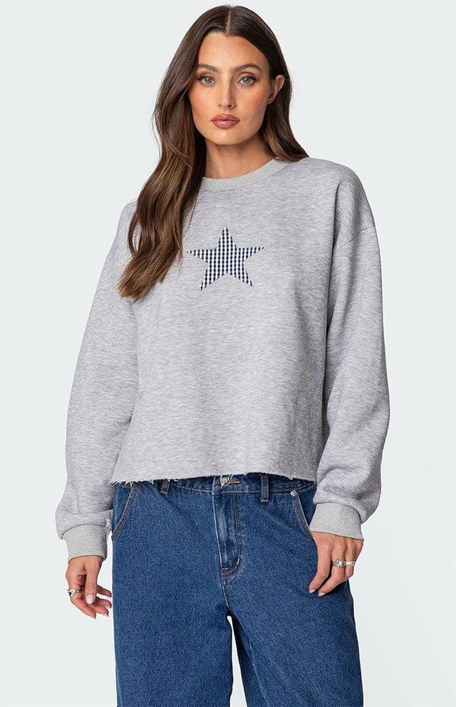 Edikted Women's Gingham Star Sweatshirt Product Image