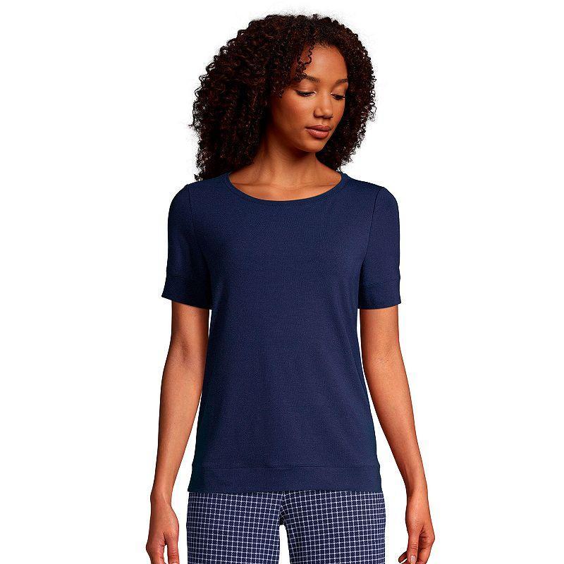 Womens Lands End Short Sleeve Pajama Tee Deep Blue Product Image