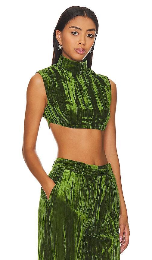 NBD Crinkled Velvet Backless Crop Top Size L, S, XL. Product Image