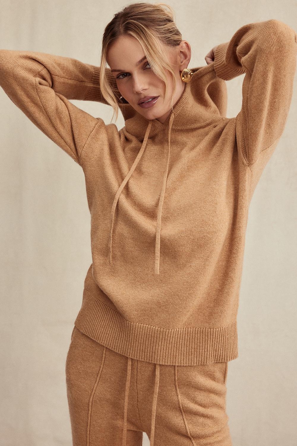 Jionni Camel Cashmere Blend Hoodie - SALE Product Image