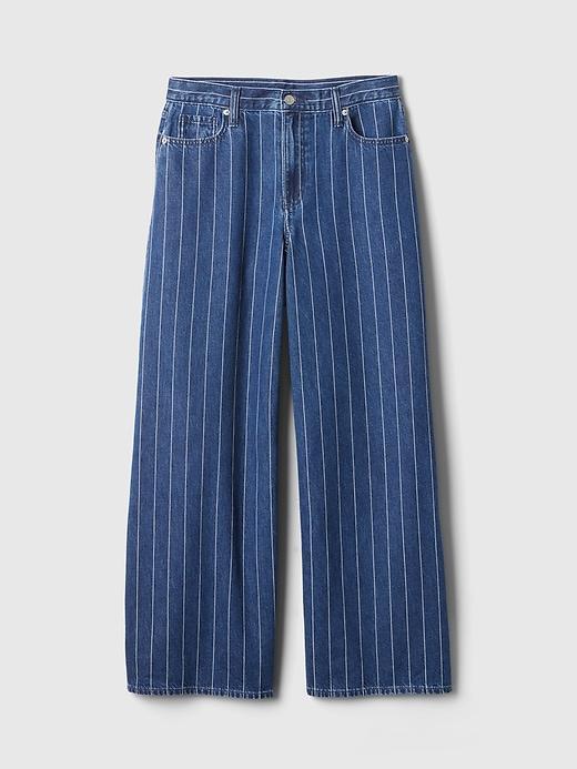 Mid Rise Pinstripe Baggy Jeans Product Image