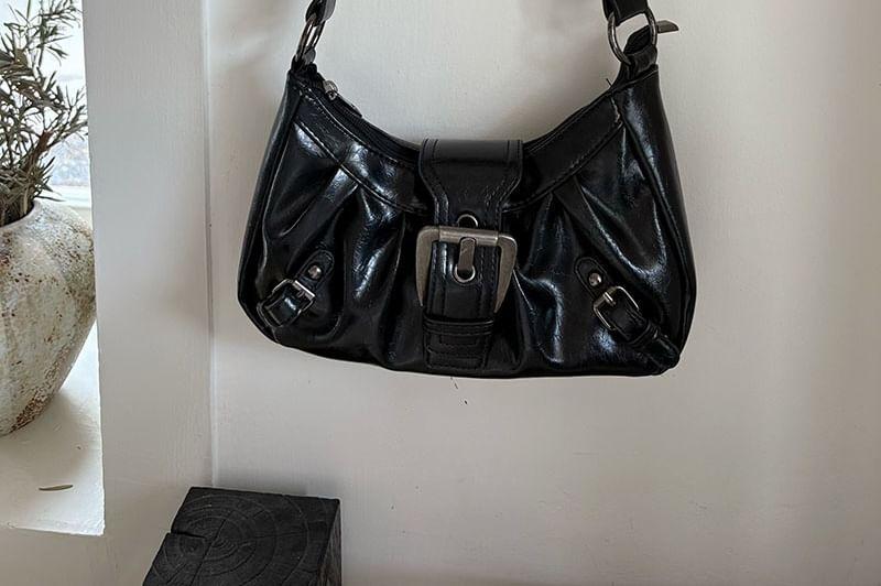 Buckled Faux Leather Shoulder Bag Product Image