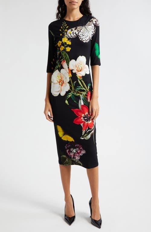 Alice + Olivia Delora Floral Midi Dress Product Image