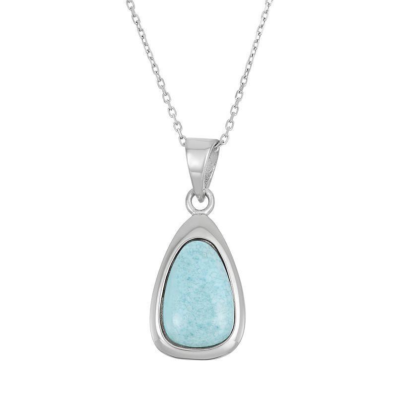 Larimar Sterling Silver Teardrop Halo Pendant Necklace, Womens Blue Product Image