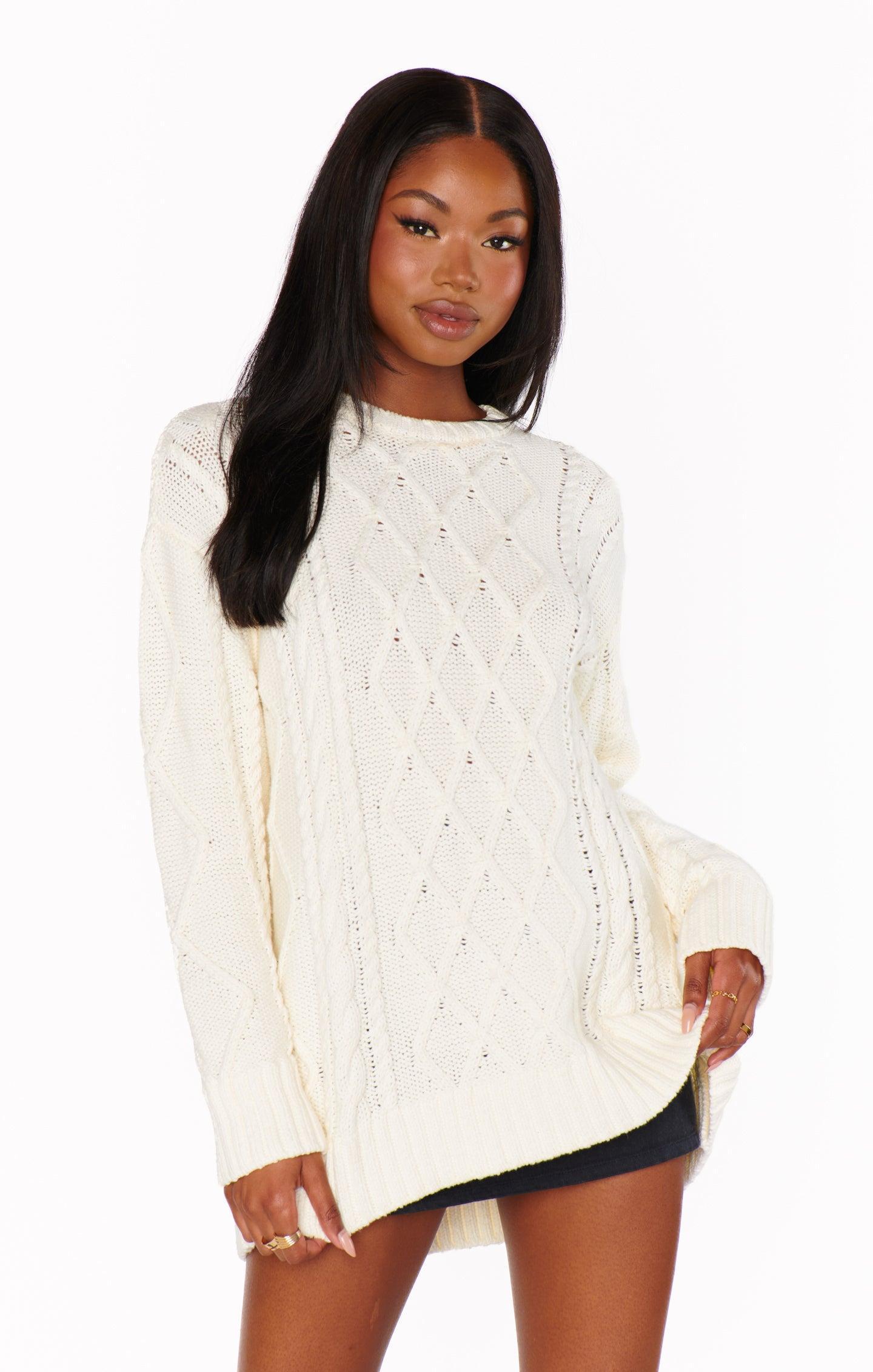 Day to Day Sweater ~ Cream Cable Knit Product Image